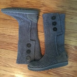 UGG classic cardy knit gray boots.